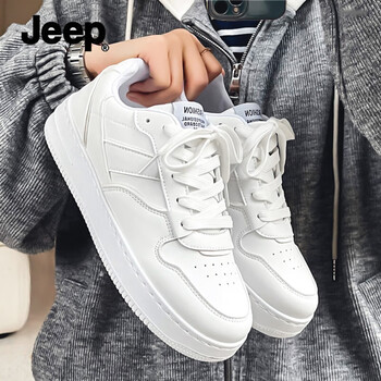 吉普jeep男鞋2023新款休闲小白鞋男夏季透气薄款白色学生运动小众板鞋