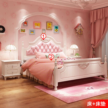仙女床女生床公主床少女卧室粉色青少年单人床12米18实木床欧式公主床