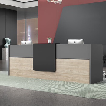 公司前台接待台创意收银台培训机构服务吧台办公桌酒店免漆前台 2000*