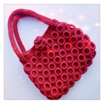新品空心线编织包手工钩包圈圈毛线包成品包小方包女包手提包空心线
