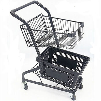 定制适用双层超市购物车超市商场手推车ktv酒水推车防锈手推f7红色