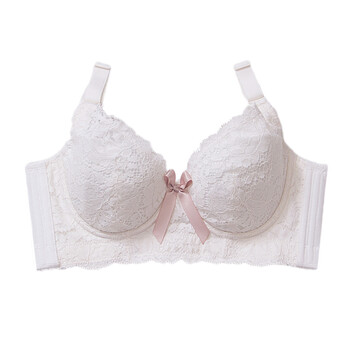 大码内衣女薄款调整型文胸大胸收副乳聚拢胖mm防下垂白色胸罩 白色