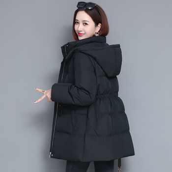 羽绒服女中长款加厚2021冬装新款中年外套30岁40白鸭绒外套50 黑色 m