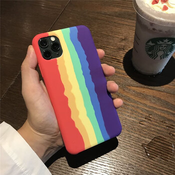 柒艺彩虹手机壳苹果11液态硅胶11promax防摔xrxs抖音同款7plus8gse2
