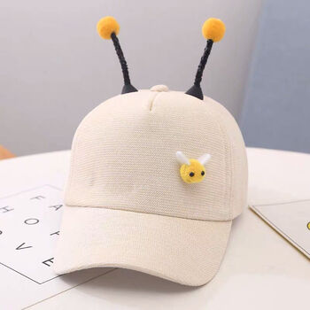 棒球网眼遮阳太阳帽透气防晒鸭舌帽小蜜蜂帽子 米色(小蜜蜂)布款 参考