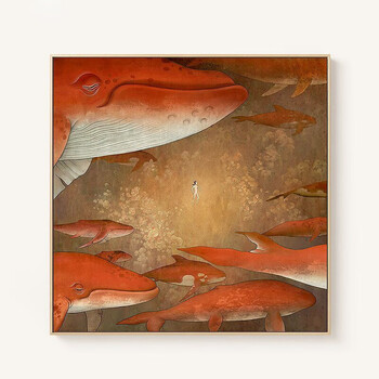 大鱼海棠仟象映画日式挂画餐厅墙面过道油画卧室玄关壁画墙壁客厅装饰