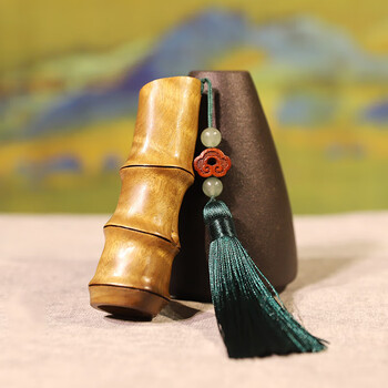 拾吟 节节高升手把件男士文玩盘玩金丝楠木 竹节阴沉木手工雕刻挂件 