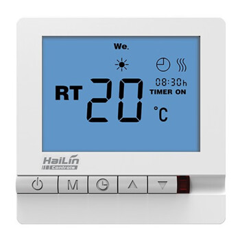 海林(HAILIN)地暖控制面板双温控电采暖温控器供热设备温度控制器调温定时开关背光不含外置传感器HA308-S2TL
