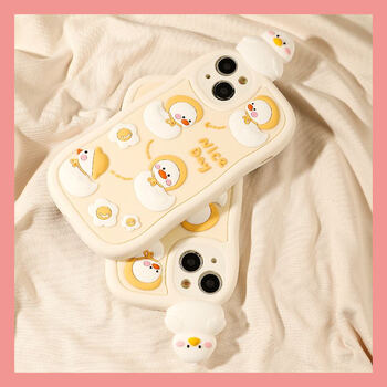 浙时代立体可爱卡通鸭子适用苹果14手机壳创意iphone13promax12防摔13