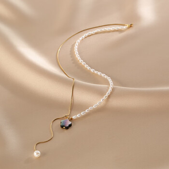珍珠14k包金项链女个性小众黑色星星锁骨颈链送女友礼物星星珍珠项链