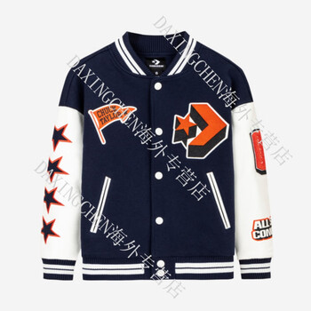 匡威converse春新款匡威儿童夹克男女童装中大童小童开衫外套藏青蓝