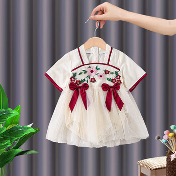 婴儿连衣裙夏装中国风女童汉服古装包屁裙女宝宝公主满月百天周岁