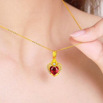 宁夫人老凤凰欧弗莱 黄金项链女士款 爱心形吊坠999520情人节礼物送