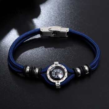 施华洛世奇锆哲雅轻奢指南针手链男士编织手绳嘻哈男手环简约手饰品