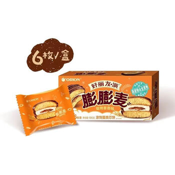 好丽友派巧克力派膨膨麦6枚燕麦蛋糕新品零食整箱 膨膨麦6枚*10盒