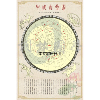 温妤（WXPYU）中国古星图 星官图 三垣二十八星宿图 星象图装饰画 03 清新荷花版—坚版 60*90cm PVC材料 无外框【图片 价格 ...