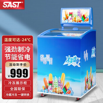 sast雪糕柜商用玻璃展示柜小型冷柜大容量透明冷藏冷冻冰柜冰淇淋啤酒
