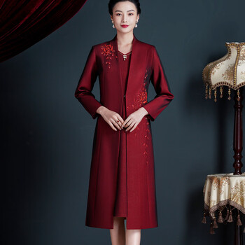 霜魄喜婆婆服装婚礼秋装高档礼服十一国庆结婚礼婚庆妈妈装红色外套