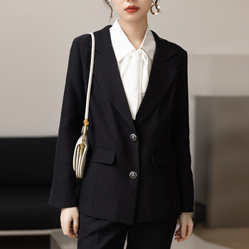 贝曼玲春秋西装外套女气质感职业面试正装小西装黑色m建议100110斤