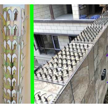 围墙防盗刺直销燃气管道防攀爬刺围墙不锈钢平板防盗刺防鼠爬水管装置