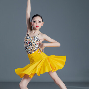 蕊派 儿童拉丁舞裙女童舞蹈练功服装女孩网红春夏拉丁比赛考级 链条