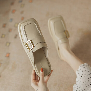 瀚寸拖鞋女20253女鞋夏季新款法式包头半拖女方头一字扣百搭穆勒鞋女