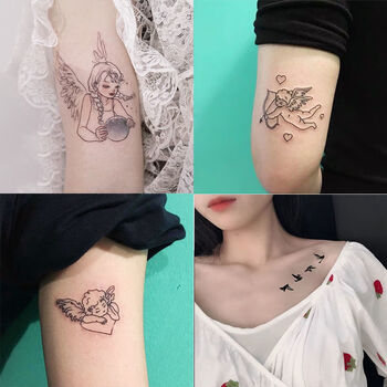 胸前月亮纹身贴ins风个性纹身贴防水持久逼真女小纹身贴纸 天使少女5
