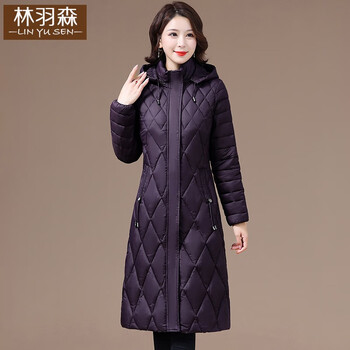 森冬季女装外套时尚气质长款棉衣女冬长过膝中年修身女士棉服冬装棉袄