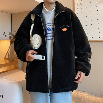 纪库梵羊羔绒夹克男士冬季美式潮牌休闲情侣装外套痞帅男生棉上衣服06