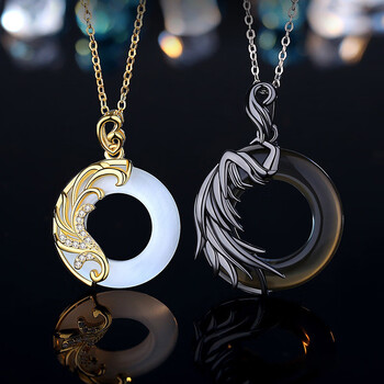 aduysz情侣项链一对s银男女士网红韩版学生平安扣吊坠简约锁骨链女款