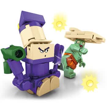 可兼容积木玩具滚桶搬运僵尸植物大战僵尸拼装插小颗粒 冲浪僵尸 蔗