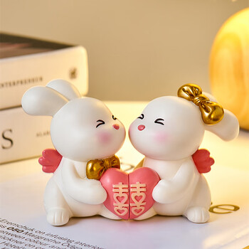 诺尔兔年吉祥物兔子喜乐玄关摆件乔迁家居结婚礼物新人礼品情侣兔苹果