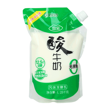 雪宝无蔗糖酸牛奶1250g/袋老酸奶低温活菌酸奶优质营养牛乳自立袋 1.