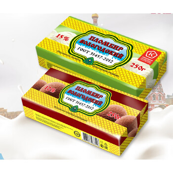 爱思贝瑞俄罗斯进口冰淇淋雪糕奶油可可奶砖250g盒奶砖冰淇淋奶油味