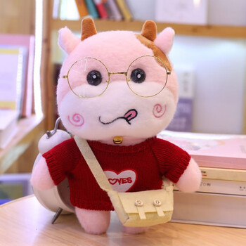 ins网红嘟嘟牛牛公仔毛绒玩具软萌穿衣牛仔创意玩偶布娃娃少女心生日