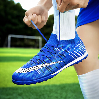 迪亚多纳足球鞋男女训练球鞋tf碎钉天然草地防滑耐磨训练学生足球宝蓝