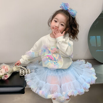 mengbaoyichu女童公主裙春秋儿童连衣裙春装宝宝tutu裙女孩纱裙小童