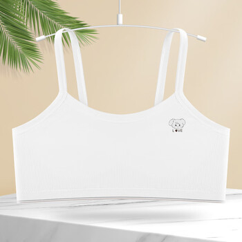 pureup女童发育期初中生高中大儿童文胸学生无痕薄款白色加肥版100140