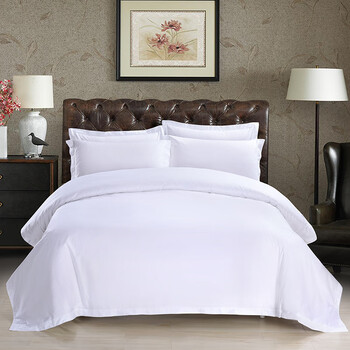 维也纳酒店酒店棉全棉民宿五星级宾馆四件套花睡神 纯白普通款活动款