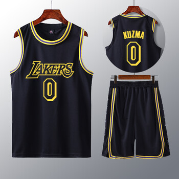 湖人前8后24球衣科b比黑曼巴球衣库兹马前8后24纪念版湖人套装男黑色0