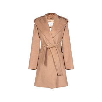 max mara麦丝玛拉 女士驼色骆驼绒连帽大衣外套 3rialto 001 34码 1号