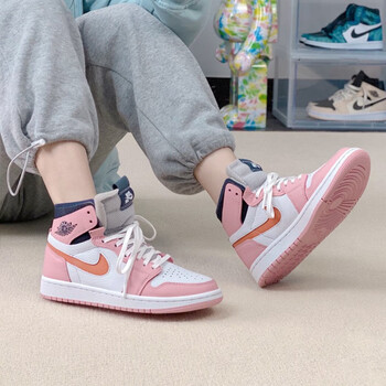 潮nikeairjordan1high耐克女鞋马卡龙aj1高帮休闲板鞋运动篮球鞋ct