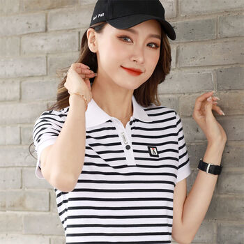 翻领女士保罗polo衫女2022夏季上衣有领带领休闲运动短袖t恤舒适运动