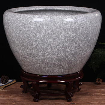 景德镇陶瓷鱼缸养金鱼缸乌龟缸睡莲盆荷花缸碗莲缸特大号鱼缸客厅灰色