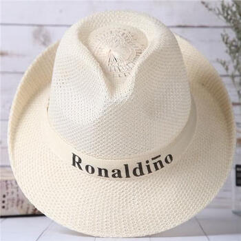 钟阿四户外草帽通用西部牛仔草帽通用士遮阳帽子夏季旅游爵士帽小沿