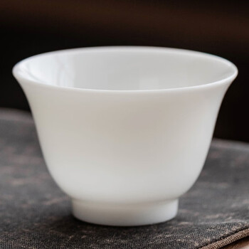 白瓷釉薄胎功夫茶杯 陶瓷品茗杯 手工茶具个人杯小茶杯 知音-知足杯
