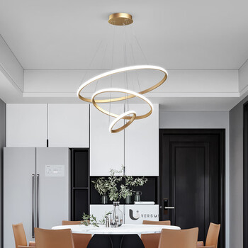 灯宴轻奢吊灯餐厅灯现代简约大气led饭厅餐桌灯饰创意个性环形造型灯