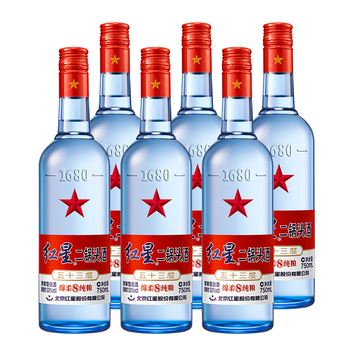 酒厂直发 红星二锅头蓝瓶绵柔8纯粮清香型白酒53度750ml 6瓶 图片价格品牌报价 京东