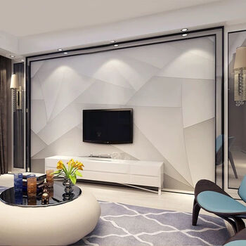 迎新必备布欧式电视背景墙装饰壁纸几何影视墙纸壁画8d壁布墙画靓派d