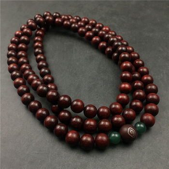 gioio天然血檀木佛珠挂件男女复古装饰项链108颗个性百搭文艺民族风8m